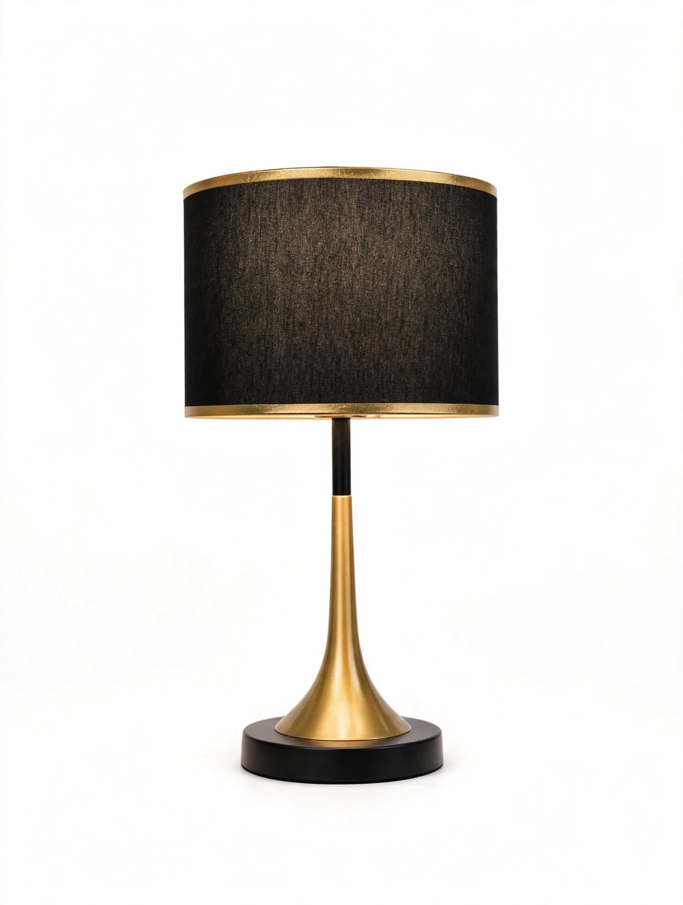 Emery Linen Dome Table Lamp- Touch Dimmable Gold Edge