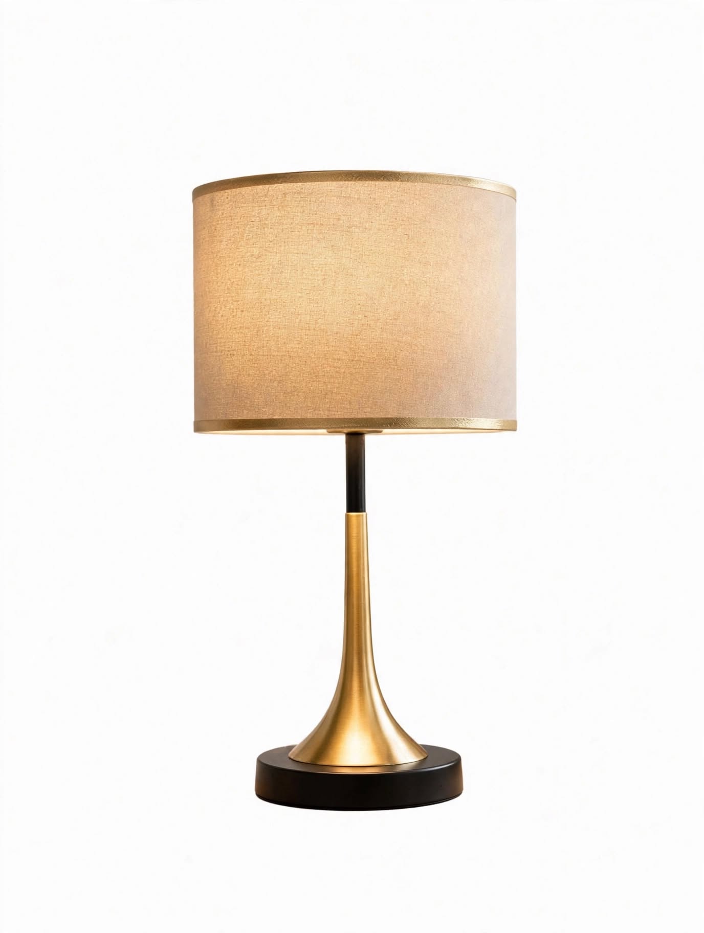Emery Linen Dome Table Lamp- Touch Dimmable Gold Edge
