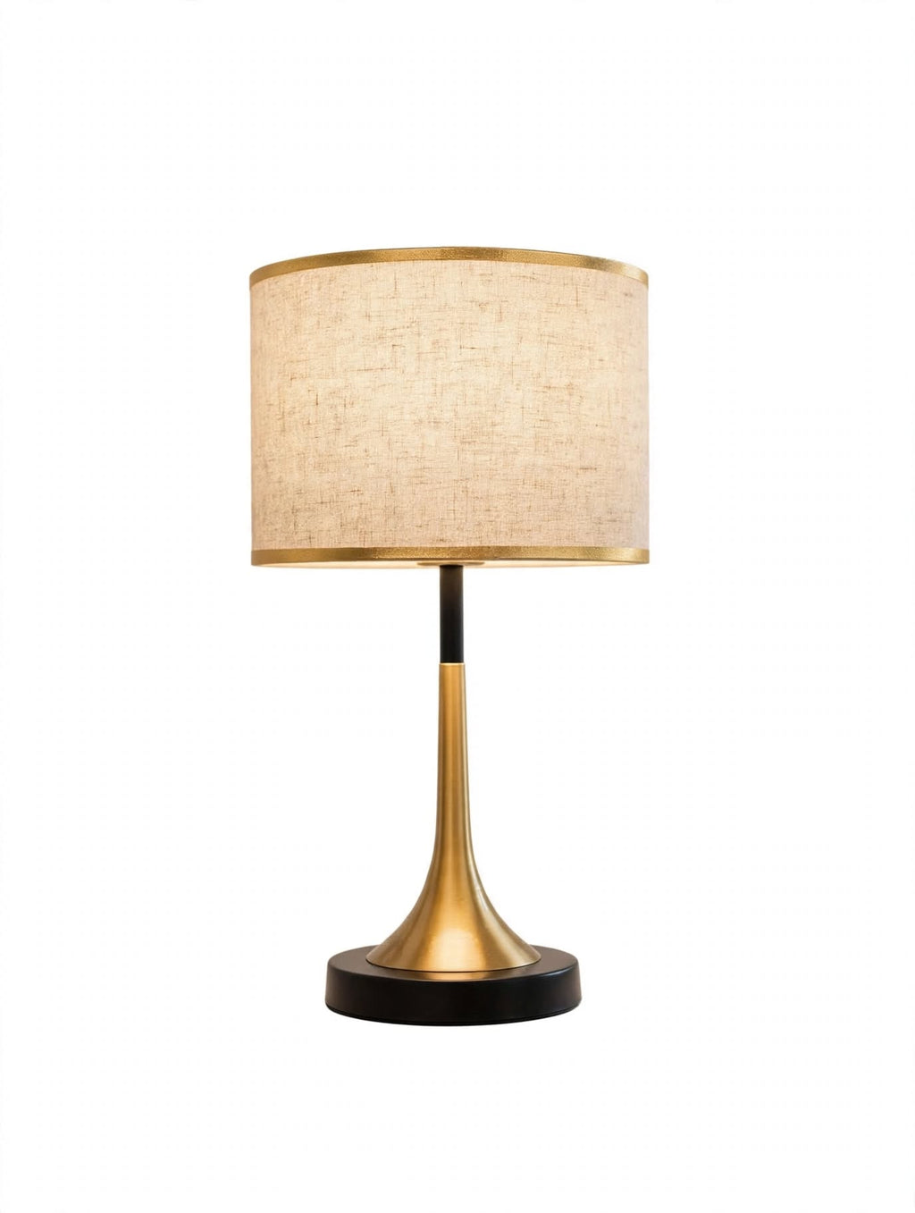 Emery Linen Dome Table Lamp- Touch Dimmable Gold Edge