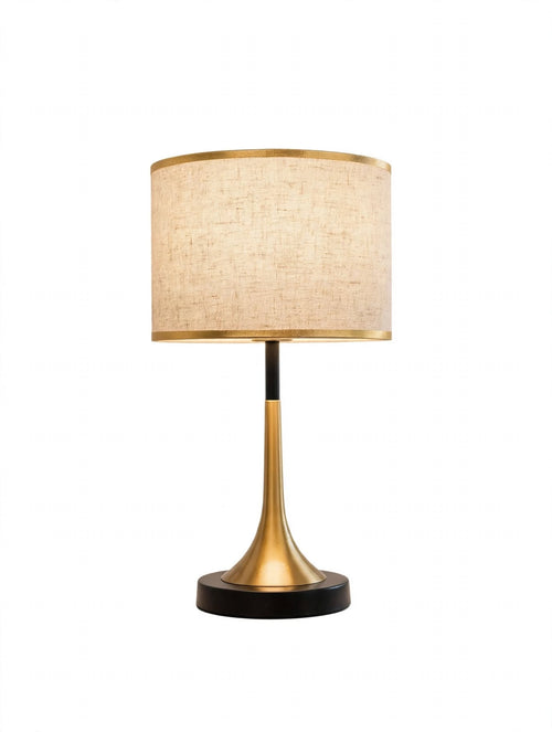 Emery Linen Dome Table Lamp- Touch Dimmable Gold Edge